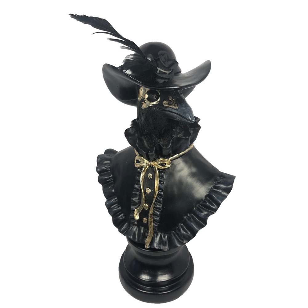 Hallow's Eve Raven Bust LED Light Up Eyes Gothic Victorian Halloween Decor 16.5